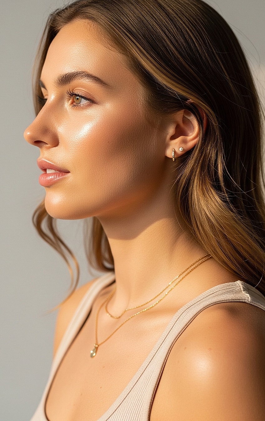 Model wearing black lingerie against a neutral background.