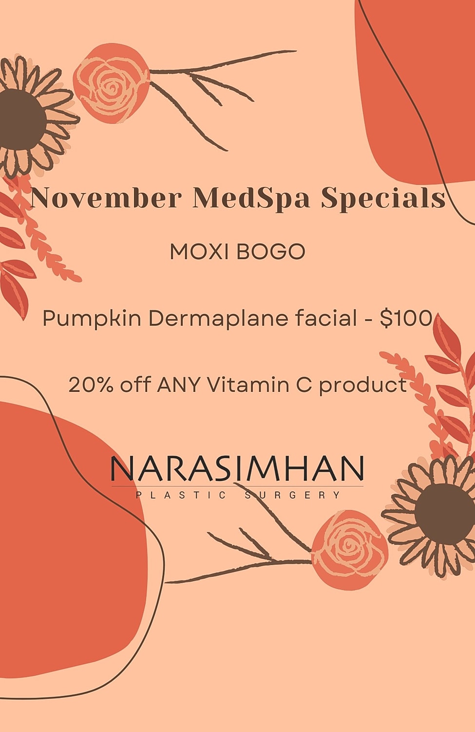 November MedSpa specials and promotions flyer.
